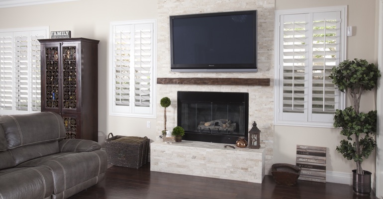 polywood shutters in Hartford family room